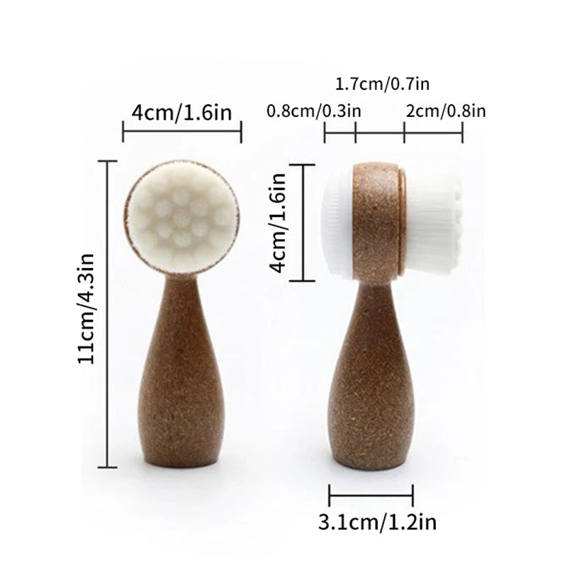 New Coconut Shred Handle Facial Brush Double Sided Facial Cleanser Blackhead Removing Pore Cleaner Exfoliating Facial Brush