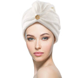 Button Up Hair Towel Wrap High Absorbency Microfiber Towels Curly Hair Girls' Quick Drying Towels Hair Drying Towels Hair Towel