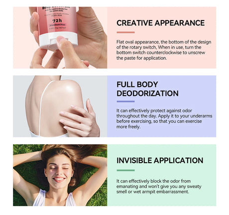 New Whole Body Deodorant Invisible Cream Stick 72 Hour Odor Control Aluminum Free Baking Soda Free Skin Care