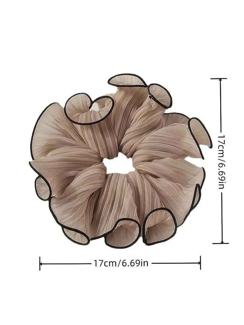 1/4Pcs New Korean Retro Folded Chiffon Oversize Scrunchies Women Sweet Temperament Fashion Exaggerated Hair Band Hair Accessorie