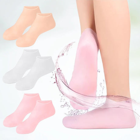 1Pair Silicone Moisturizing Socks Anti Cracking Silicone Exfoliating Socks Anti-Slip Foot Care Tools