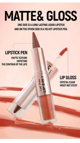 Black Brown Tapered Lip Liner Contour Pencil Double Head Mirror Plumping Lip Glaze Crystal Lip Gloss Sexy Red Lips Tint Makeup