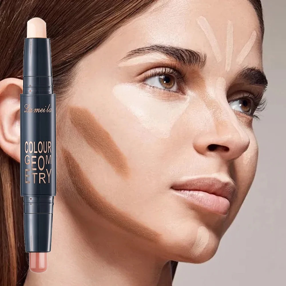 Dual-ended contour stick, facial foundation, concealer, long-lasting dark circles, correcting contour concealer, makeup