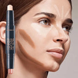 Dual-ended contour stick, facial foundation, concealer, long-lasting dark circles, correcting contour concealer, makeup