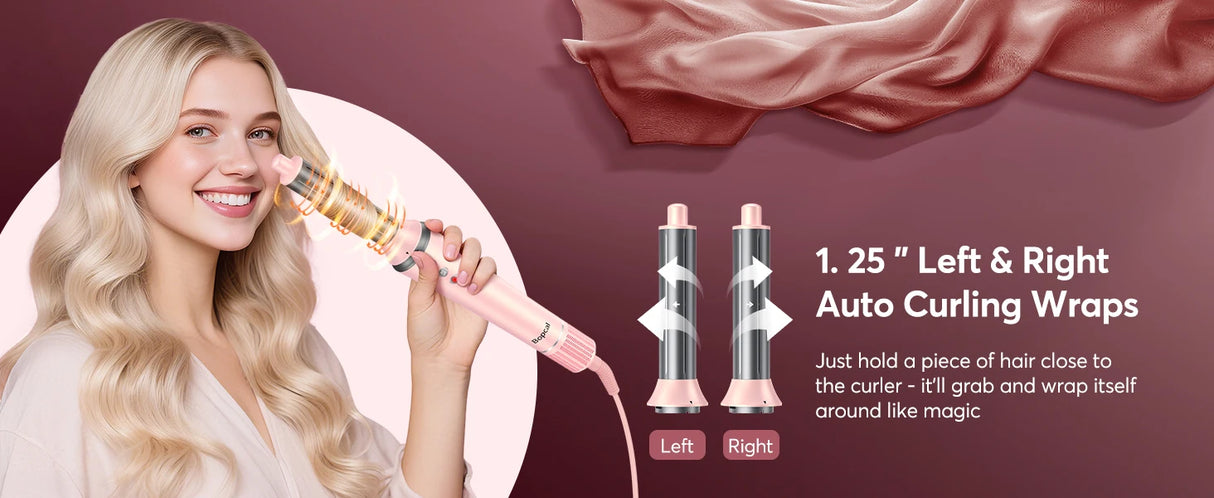 5 in 1 Air Wrap Hair Styler Frizz-Free Auto Wrap Curler, High-Speed Hair Dryer, Straightening & & Blow Dryer Brush for Styling
