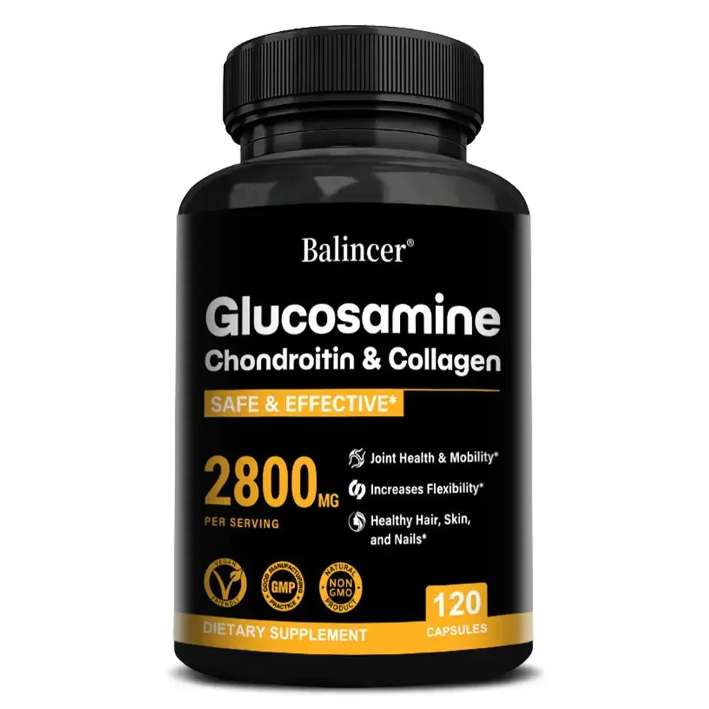 Glucosamine Chondroitin MSM Capsules, Joint Support Supplement, Support Cartilage Flexibility Bone Strength & Hair Skin Nail