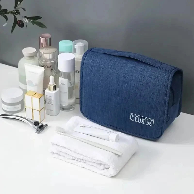 Waterproof Oxford Hanging Travel Toiletry Bag, Portable Cosmetic Makeup Organizer for Men Women