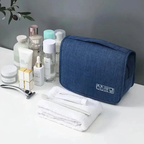 Waterproof Oxford Hanging Travel Toiletry Bag, Portable Cosmetic Makeup Organizer for Men Women
