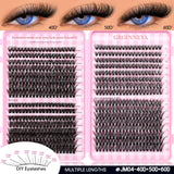GROINNEYA Fluffy Lash Clusters DIY Natural Thick Cluster Lashes Fluffy Soft Mink Lashes Extension Individual Eyelashes Makeup