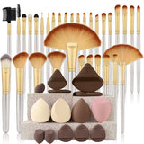 32Pc Makeup Brush Set Cosmetic Tools for Powder Eye Shadow Foundation Blush Blending Beauty Makeup Brush Kit for Makeup Starters