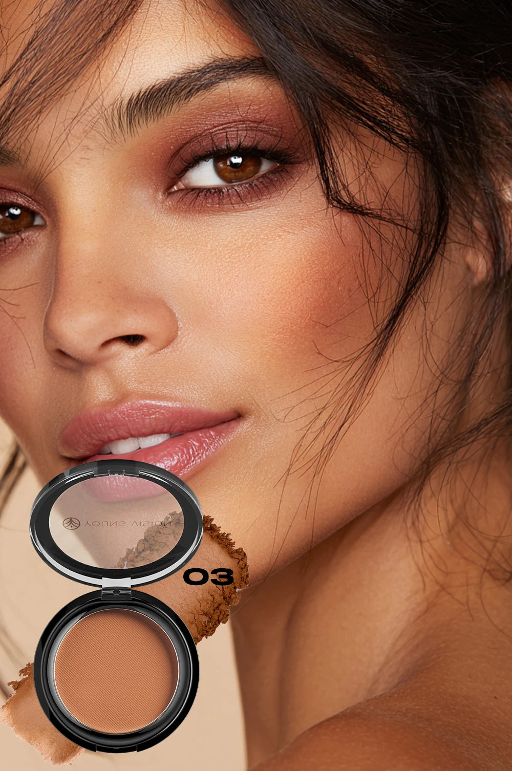 Professional matte contour powder tray creates a 3D facial contour, with long-lasting bronzing powder for setting makeup