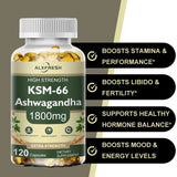 Ashwagandha Capsules Support Antioxidant Lipid-lowering Stress-relief Improve Sleep Enhance Immunity Increase Energy and Focus