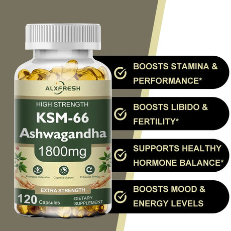 Ashwagandha Capsules Support Antioxidant Lipid-lowering Stress-relief Improve Sleep Enhance Immunity Increase Energy and Focus