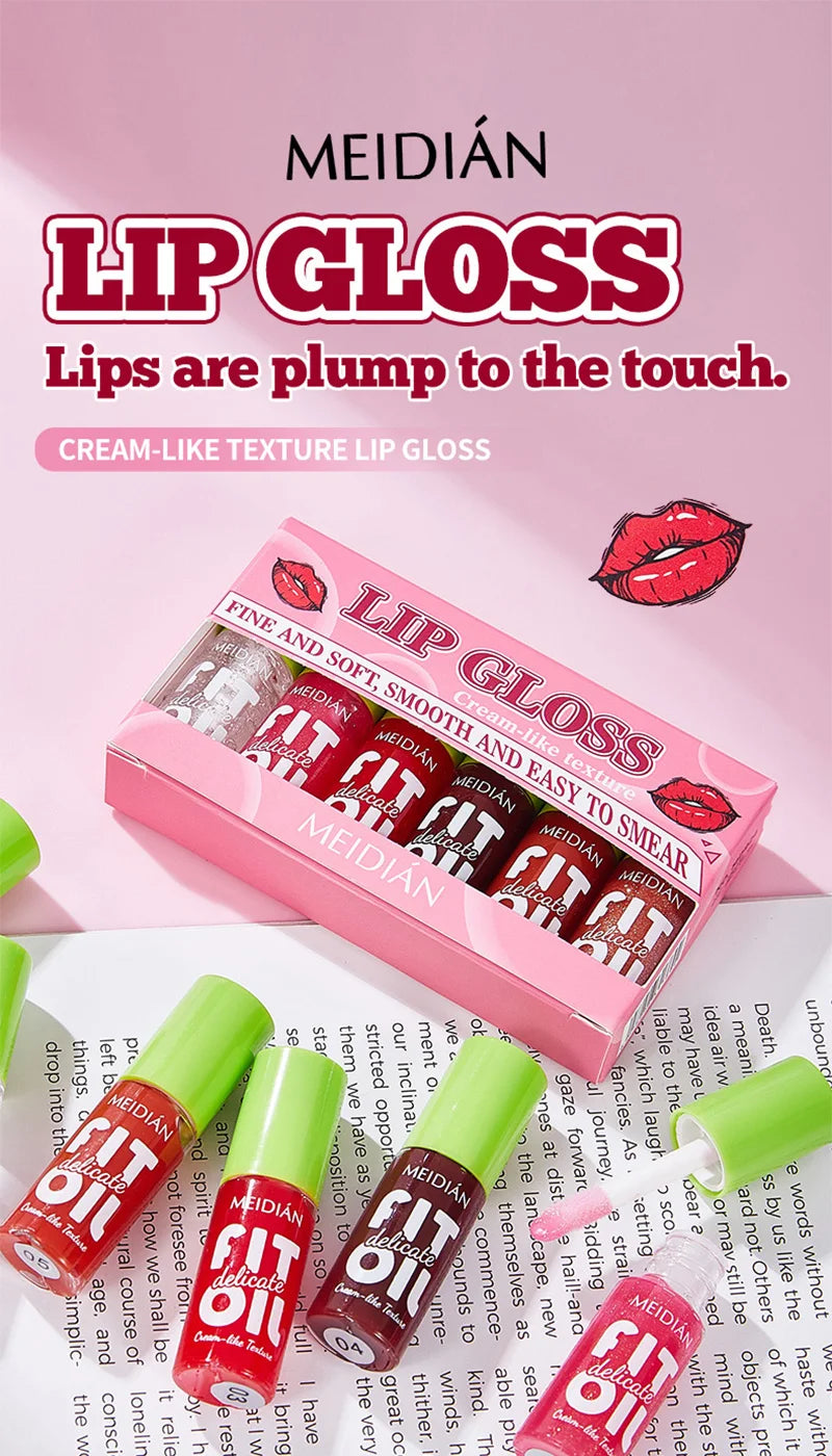 6Pcs Lip Oil Gloss Set, Hydrating High-Shine Non-Sticky Lip Gloss, Moisturizing Clear Pink Red Tint, Travel Makeup Gift