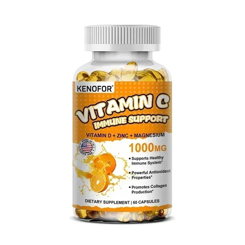 Vitamin C Capsules, Antioxidant, Support Immune System, Cellular Energy Production, Skin Brightening & Collagen Synthesis