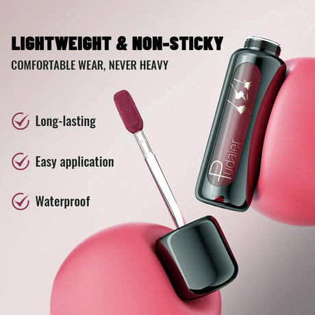 1pc Matte Velvet Lip Gloss, Highly Saturated Liquid Lip Mud, Non-Stick Long Lasting, All Skin Tones Compatible, 5 Shades Mixed P