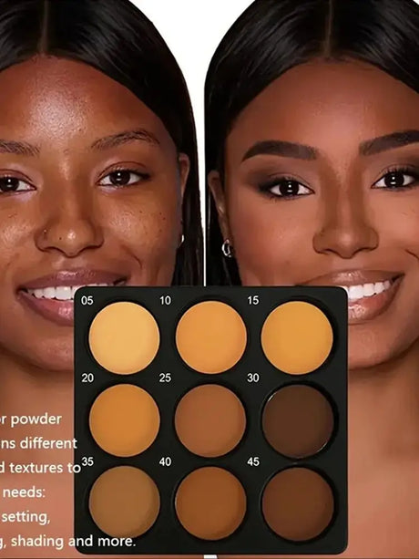 9-Color Waterproof Contour Concealer Matte Palette Medium to Deep Shades 3D Sculpting Oil Control Long Lasting Wear Makeup