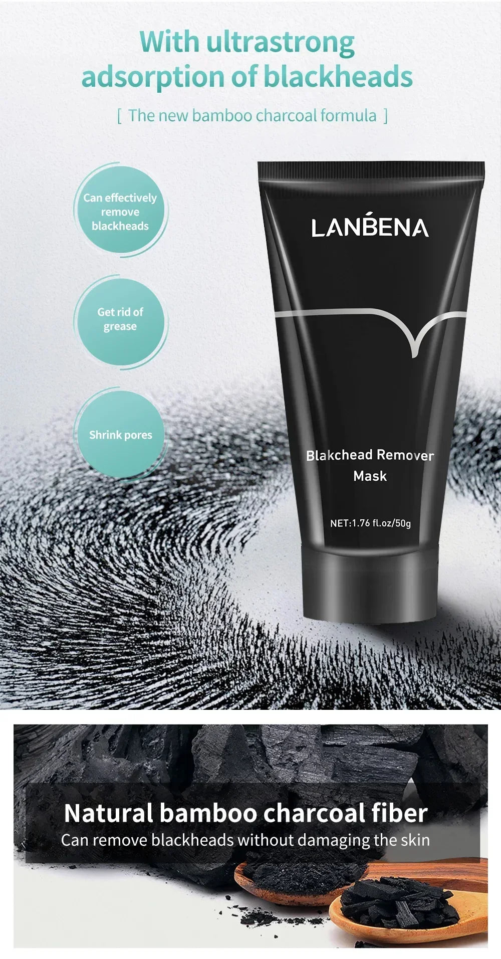 LANBENA Remove Blackhead Mask Shrinking Pore Deep Cleaning Mask Improve Rough Skin Acne Treatment Skin Brighteing Care Beauty