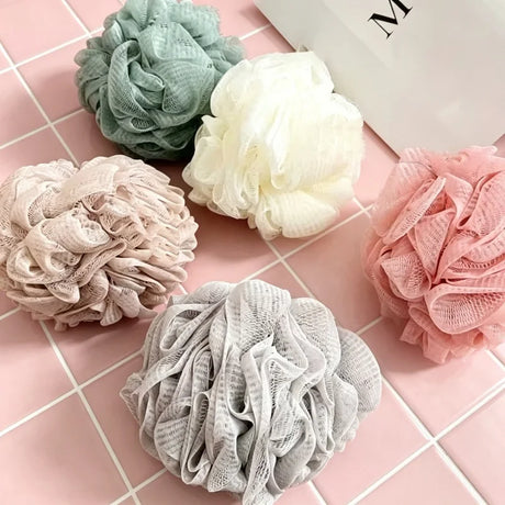 Solid Color Hanging Bath Ball Non-Dispersible Foaming Bath Flower For Home Shower Cleansing Hanging Rope Bath Ball Solid Color