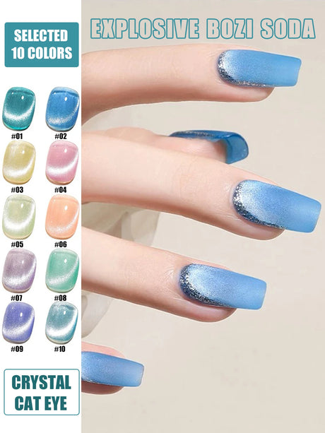 1-6PCS 12ML Human Fantasy Cat Eye Gel Nail Polish Ice Clear High-end Glass Bead Semi-permanent Gel Nail Polish Nail Art Supplies