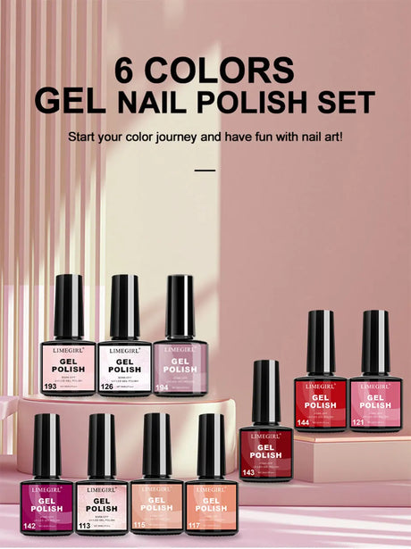 LIMEGIRL Gel Nail Polish Kit UV Soaking Gel Primer Polish Manicure Kit with UV LED Lamp Dryer Semi-Permanent Gel Varnish Kit