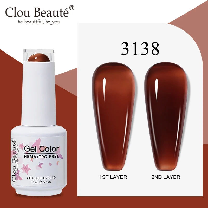 Clou Beaute Translucent Jelly Nude Pink Nail Gel Polish 15ml Vernis Semi Permanent Gel Colorful Varnish Nail Art Manicure Gel