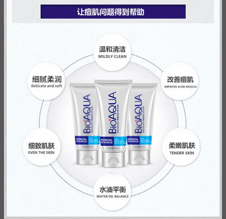 BIOAQUA Facial Cleanser  Anti Wrinkle Face Wash Foam skincare Face Cleanser Anti Acne Blackhead Remover Moisturizing Skin Care