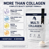 Fmlave  Ingredients Multi Collagen Peptides Powder,  – Hydrolyzed Type I,II,III,V,X with Biotin, Hyaluronic Acid, Vitamin C – Unflavored Collagen for Women & Men, Easy Dissolve