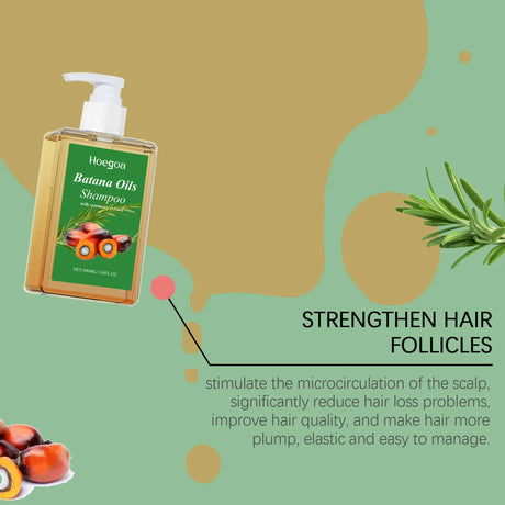Organic Batana Oil Shampoo Soothing Scalp Intense Repair Batana Nourishing Shampoo with Rosemary Extract for All Hair Types