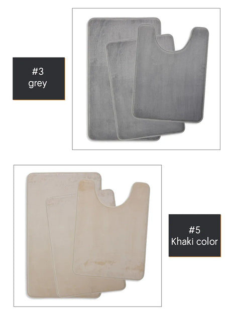 Three Piece Toilet, Bath Floor Mat, Shower Mat, Bath Absorbent Mat, Non Slip Carpet, Soft and Comfortable, Laundry Room.