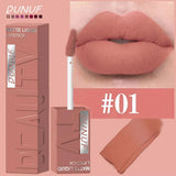 DUNUF Matte Velvet Lip Gloss, 3D Plumping & Waterproof, Square Tube Lipstick, Easy Application, 8 Shades (All-in-One)