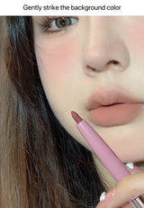 Lip Shadow Liner Pen Matte Lipstick Base Silver Tube Waterproof Lasting Lip Contouring Non-stick Cup Lipliner Pencil With Brush