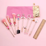 Cute Pink Makeup Brush Set with Anime Element Storage Pouch Professional Beauty Tool Combination Girly Makeup Brush Full Set