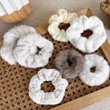 7/Pcs/Set Hair Rope Autumn Winter Furry Head Rope Headband for Woman Girls Fashion Sweet Hair band Tie Ponytail Rubber Band Gift
