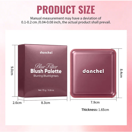 4 Shades Blush Palette Matte & Shimmer Two Textures Rich Pigment Long-wear Soft Blur Finishing Compact Blush Daily Cheek Makeup