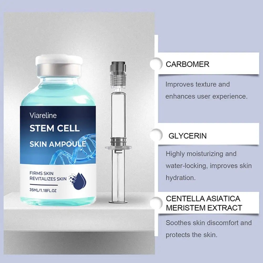 Viareline Stem Cell Skin Ampoule 35ml Firming Essence Reduces Fine Lines Rejuvenates Face Serum