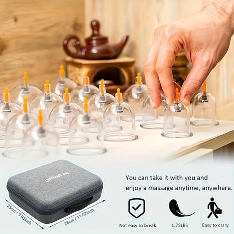24Pcs Cupping Relax Set Multiple Sizes of Vacuum Cups with Hand Pump and Detailed Cupping Manual Massage Cupping Set for Massage