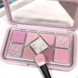 Nine-Color Eyeshadow Palette Blush Highlight Makeup Pearly Highgloss Shimmer Pink Brown Earth Color Fine Sequins Eye Shadow