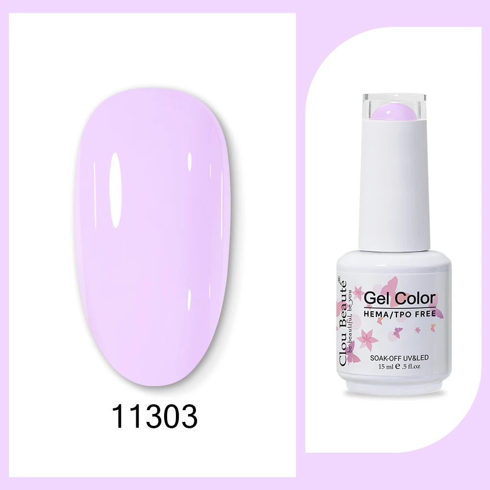 Clou Beaute Gel Color Hema TPO Free 15ml Gel Nail Varnish Soak Off UV Gel Polish Nail Art Manicure Lacquer Nail Art Jelly Gel