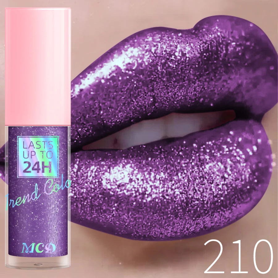 18 Colors Diamonds Glitter Lip Gloss Long Lasting Waterproof Liquid Lipstick Pearl Shining Lip Color Sparking Lip Makeup Women