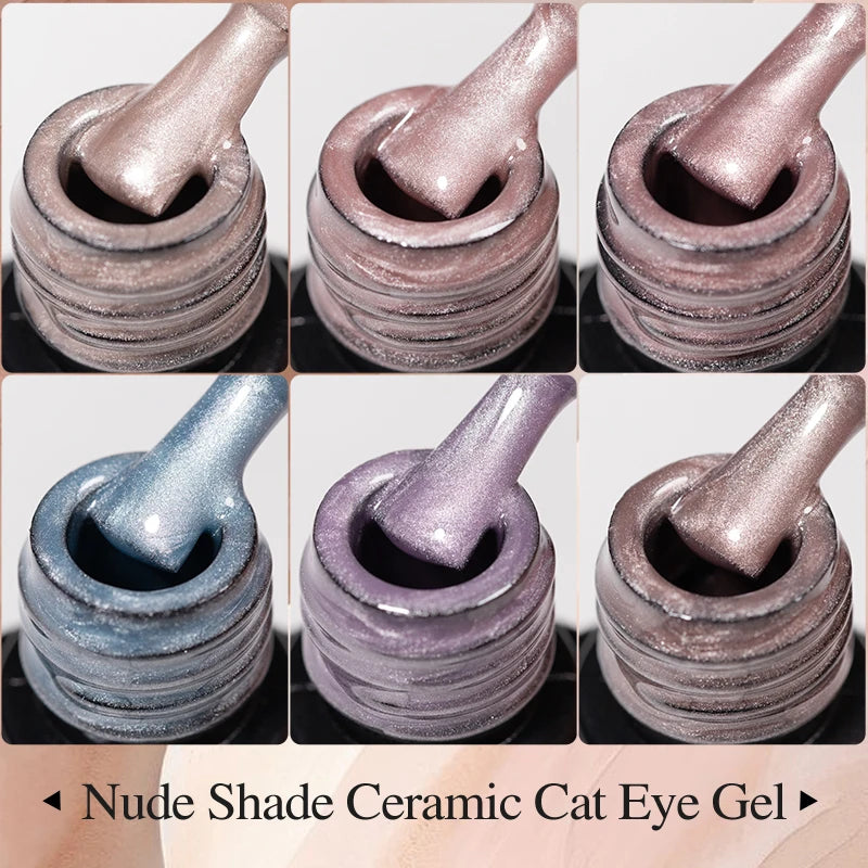 PUENTE 7.5ML Nude Shade Moonlight Cat Magnetic Gel Nail Polish Ultra-Bright Cat Eye Soak Off UV Semi-Permanent Varnish Manicure
