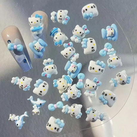 50PCS Nail Parts Charms Cute Cartoon Hello Kitty Nail Art Jewelry Decoration Phone Case Hairpin Manicure Press On Accessories