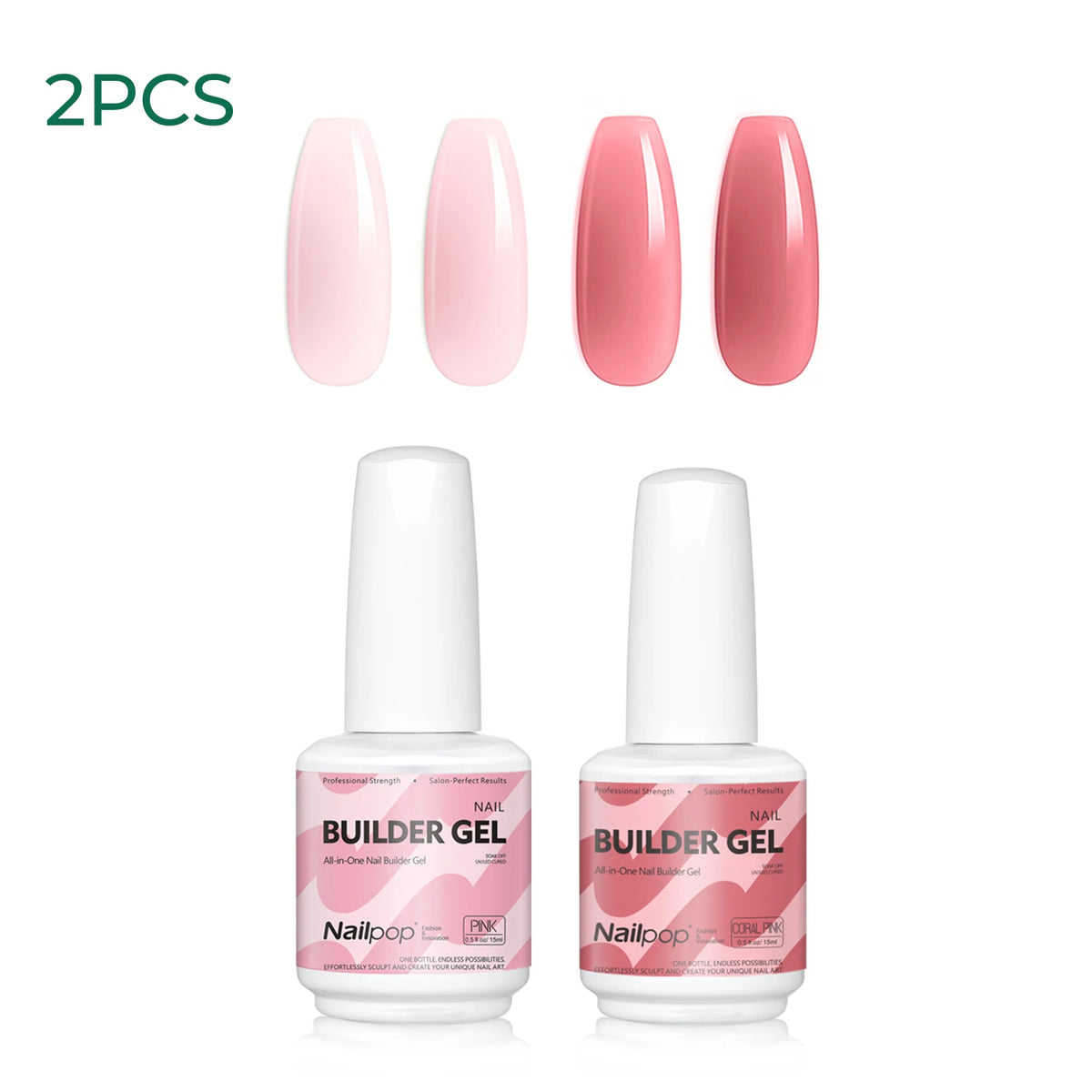 Nailpop 15ml Builder Gel Nail Polish for Nail Apex & Extension Strengthener Upgraded Soak Off UV Gel Rhinestone Glue 4 Colors