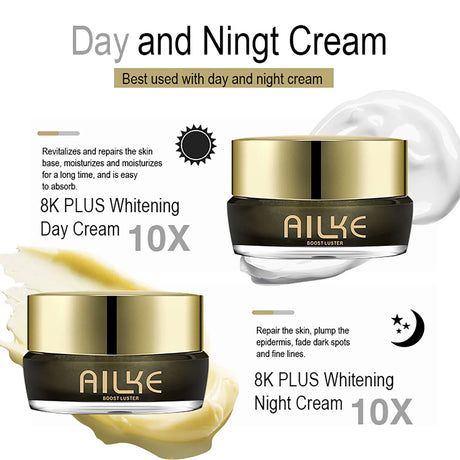 AILKE Whitening Face Cream, Day and Night Facial Cream, Lightening with Kojic Acid, Reduce Wrinkles, Freckles, Black Spots