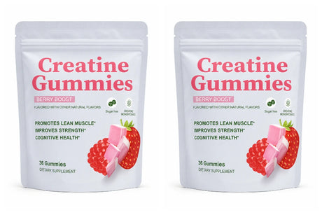 Berry Flavor Sugar Free Creatine Gummies Daily Health Nutrition & Lean Muscle Support，Gluten Free & Non GMO 36 Pieces Per Bag