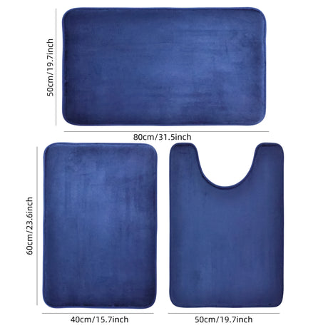 Three Piece Toilet, Bath Floor Mat, Shower Mat, Bath Absorbent Mat, Non Slip Carpet, Soft and Comfortable, Laundry Room.