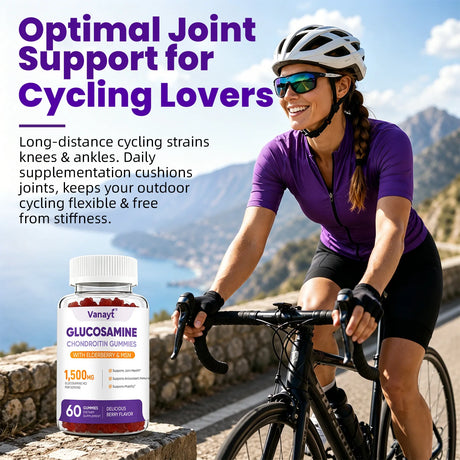 Vanayt Glucosamine Chondroitin Gummies with MSM & Elderberry 1500mg Daily Joint Wellness Support Supplement 60 Chewable Gummies