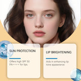 Sun Protective Lip Balm SPF50+ Hydrating Lip Sunblock Fade Lip Lines Nourishing Moisturizing Brighten with Kojic Acid Ceramide
