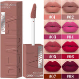 DUNUF Matte Velvet Lip Gloss, 3D Plumping & Waterproof, Square Tube Lipstick, Easy Application, 8 Shades (All-in-One)