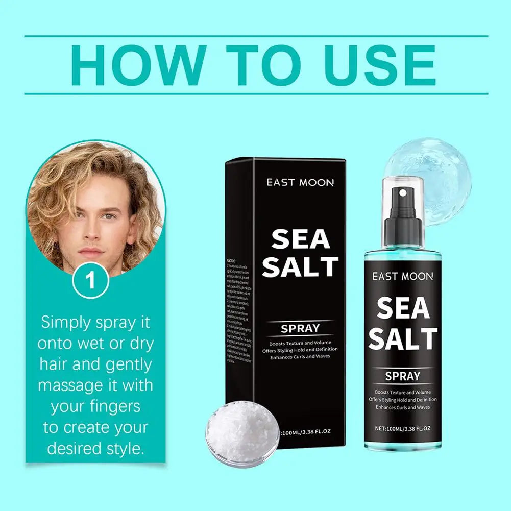 100ml Sea Salt Curling Spray for Hair,Natural Kelp & Red Algae Extract, Natural Texture & Volume, Creates Beachy Curls & Texture